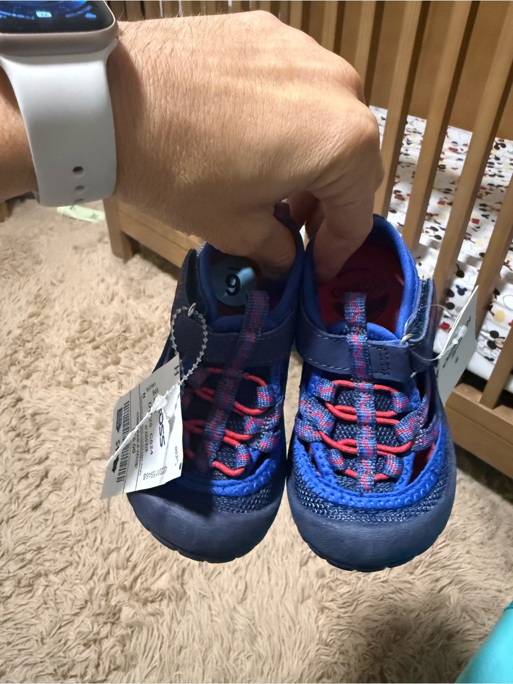 Kids Blue and red Active sandals with velcro strap